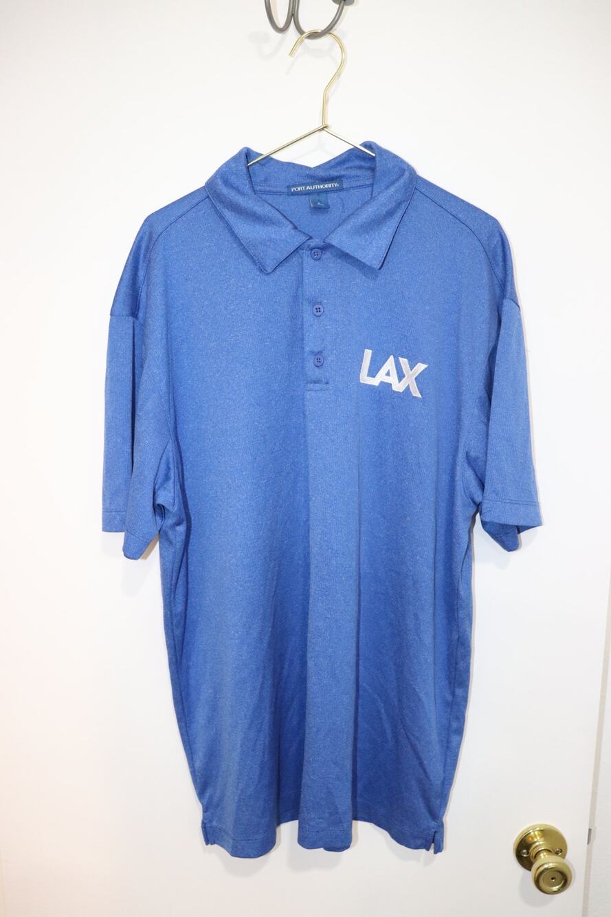 Port Authority LAX Airport Polo Shirt Mens L Blue
